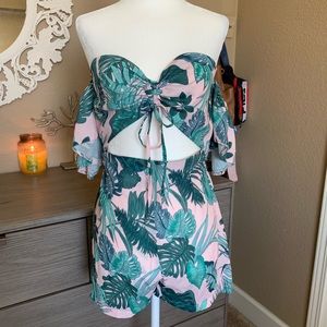 LF pink palm romper